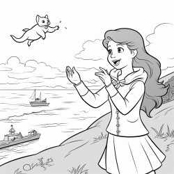 a girl throwing a squirrel down by the bay