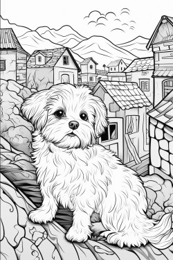 small dog in the village
