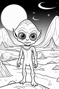 the bigeyed alien the background alien planet surface