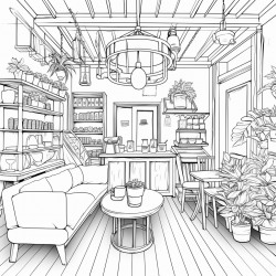 cute coffee shop interior view