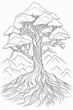 a tree of fire and ice on top of a hill