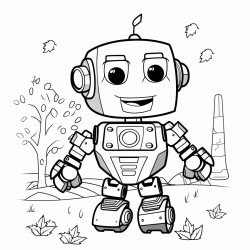 happy robot autumn simple