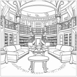 art deco library interior