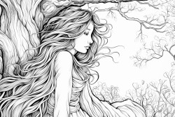 a woman in a natural place that embrace a tree