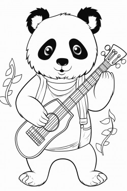panda playing music instruments