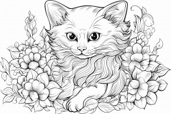 kitten with suflowers