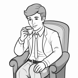 a 35 year old is sitting on chair and drinking water from glass