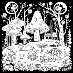 a magical forest with glowing mushrooms fireflies and mysterious creatures