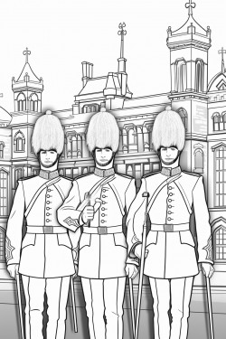 united kingdom kings guards in changing ceremony