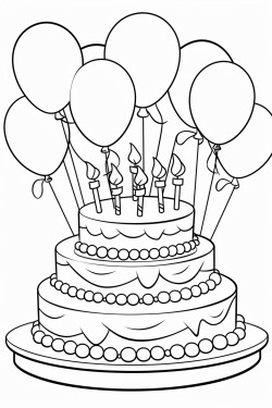 a picture of a birthday cake balloons flowers and bubble letters that say happy birthday nanny