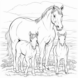 family cubs of horse