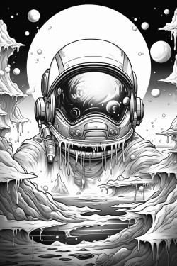 melting astronaut in space