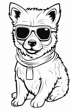 hund mit sonnenbrille auf roller