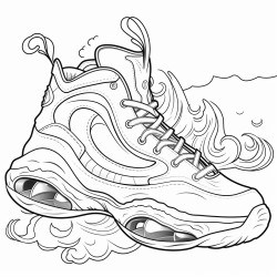 a basketball shoe inspired by the ocean with waves and sea creatures