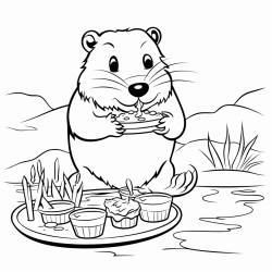 beaver partying and eating thai