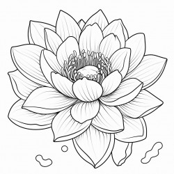 simple nuphar flower drawing with bold and black lines