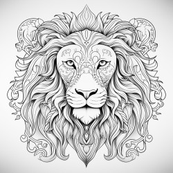 stress relief adult coloring page with lion patterns and many more for relaxation clear lines