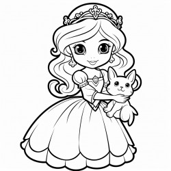 cute princess she held cute rabbit coloring pages