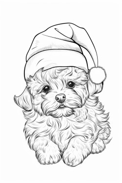 fluffy puppy with santa hat