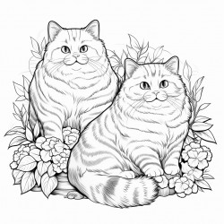 cute fat cats gardening