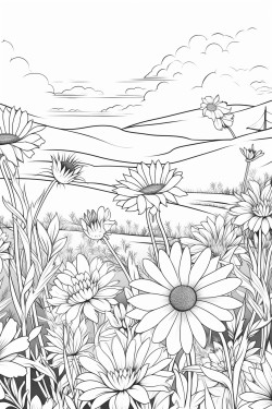 field of flowers at sunset