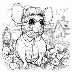mouse with eyeglasses on farm