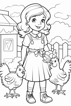 girl with chickens