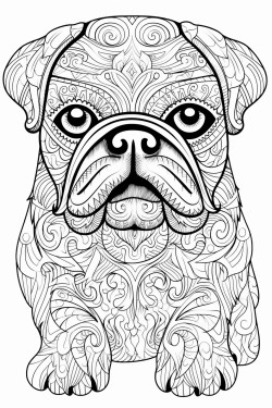 mops do poowy pokolorowany kredk