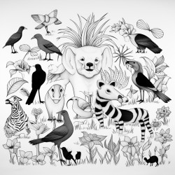 a colorful mural featuring brazilian animals