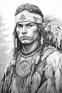 native american holding an eagle