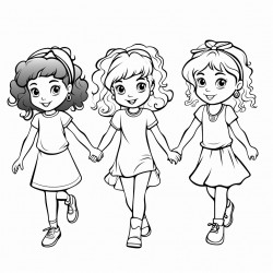 4 girls walking back holding hands