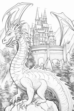 coloring dragon forest castle