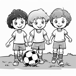 two little boys and two little girls playing soccer