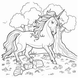 fallen tree behind the unicorn and beautiful