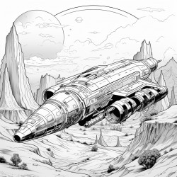 space ship flying to mars