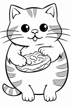 un chat qui tient un croissant dans ses pattes