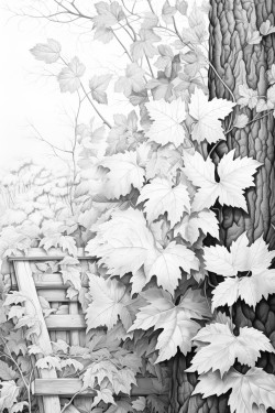 the design should focus on a variety of fall tree leaves like maple oak and birch with beautiful details that capture the seasons cozy vibe