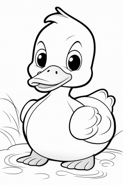 create a picture for my coloring book that features a cute duck with a light background