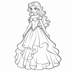 girl long hair gala dress long gloves