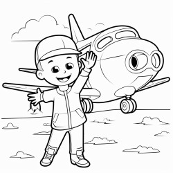 kid pointing his finger at an airplane