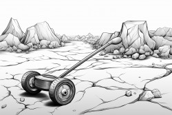 curling ice surface with close up of rock and broom