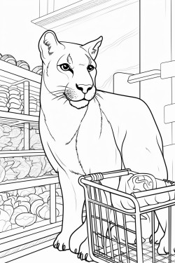 animal cougar shopping at store