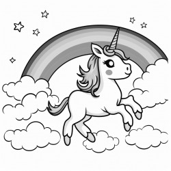 unicorn flying by rainbow