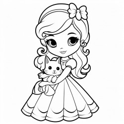 cute princess she held cute rabbit coloring pages
