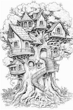 a whimsical tree house with simple details