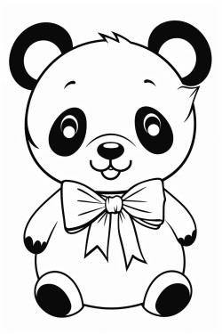 panda with a bow  a cute panda with a big cheerful bow on its head