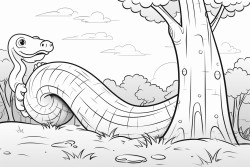 snake  wrapped round a tree trunk in the forest