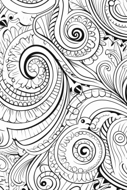 a cute peaceful paisleys coloring bookvector white background black and white black drawing coloring page