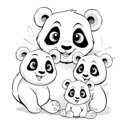 family cubs of panda