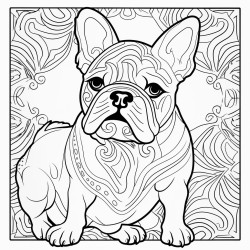 paint by number wuth a french black and white bulldog  copy link to this coloring page